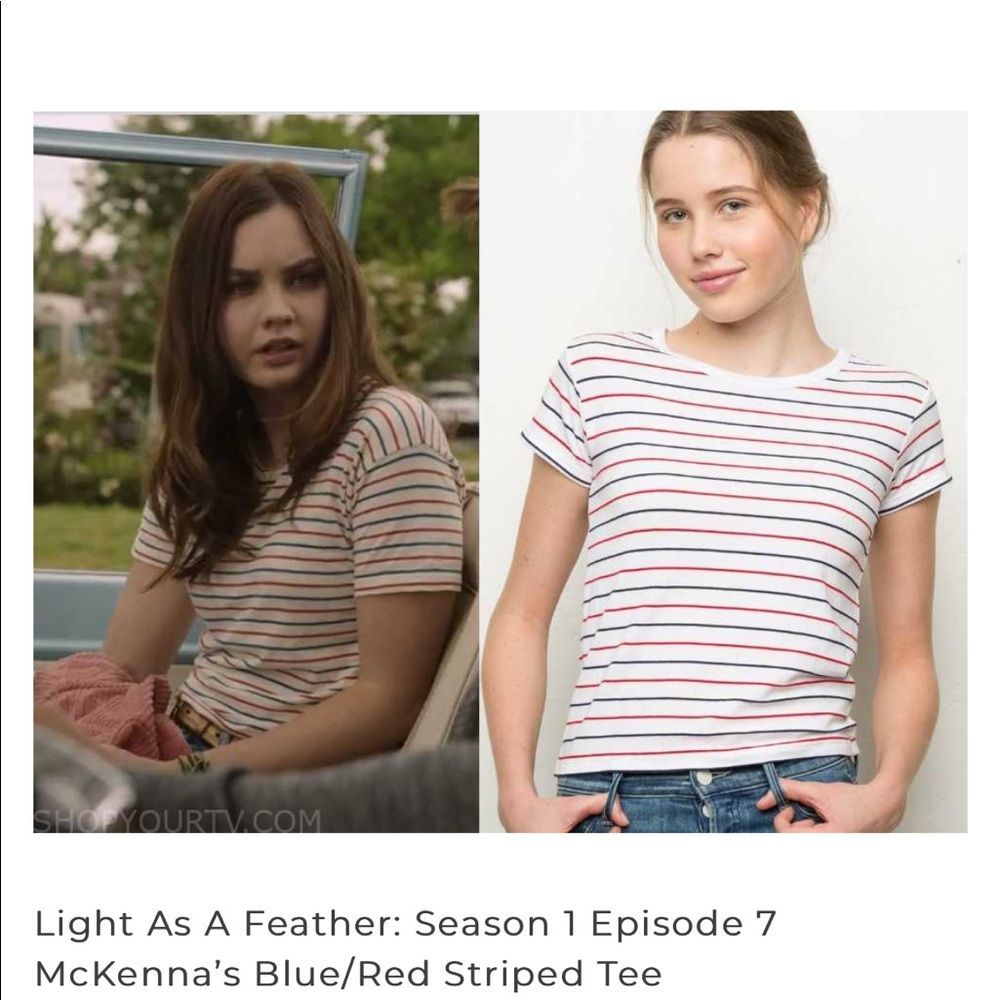 Brandy Melville blue and red striped tee- one size